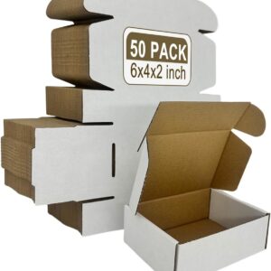 Small Shipping Boxes 6x4x2, Set of 50, White Corrugated Cardboard Box Mailer ...