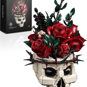iATOM Skull Roses Flower Bouquet Building Set, Botanical Collection Kit for A...